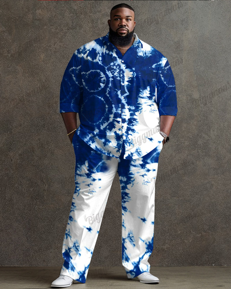 Big & Tall Blue Business Casual Two-piece Set for big men view 1