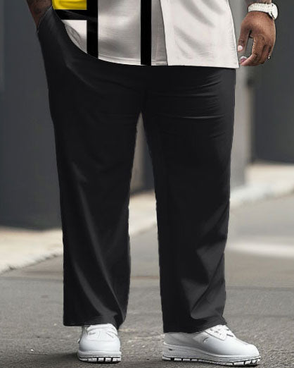 Big & Tall Geometric Graphic T-Shirt Pants Set for big men view 3