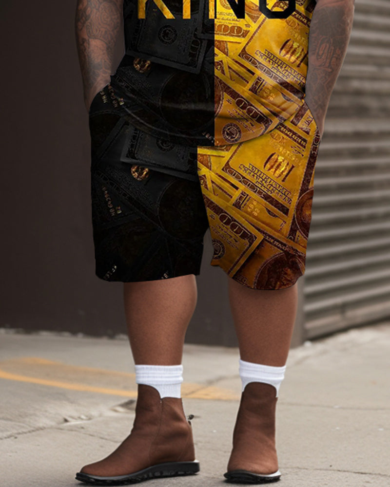 Big & Tall Graphic Streetwear T-Shirt Shorts Set for big men view 3