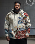 Big & Tall Floral Hoodie Sweatpants Set for big men