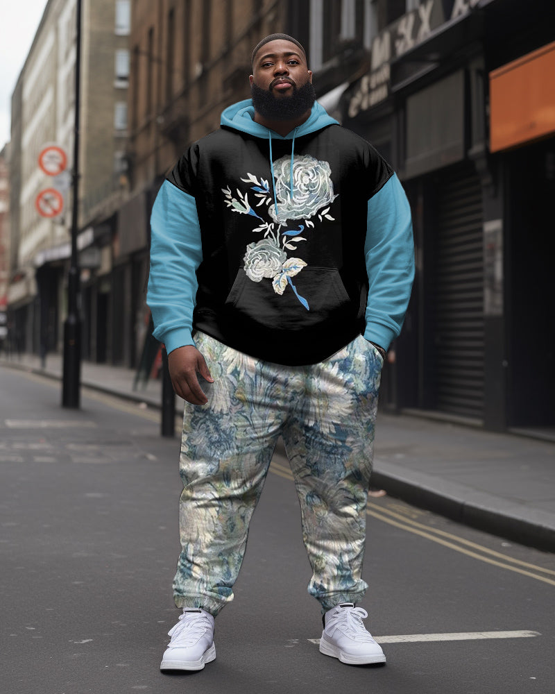 Big & Tall Floral Hoodie Sweatpants Set for big men view 1