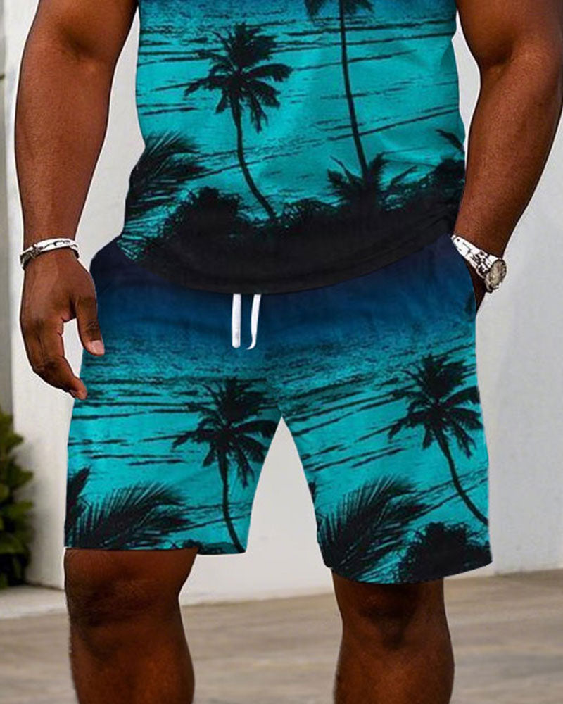 Big & Tall Blue Hawaiian Two-piece Set for big men view 3