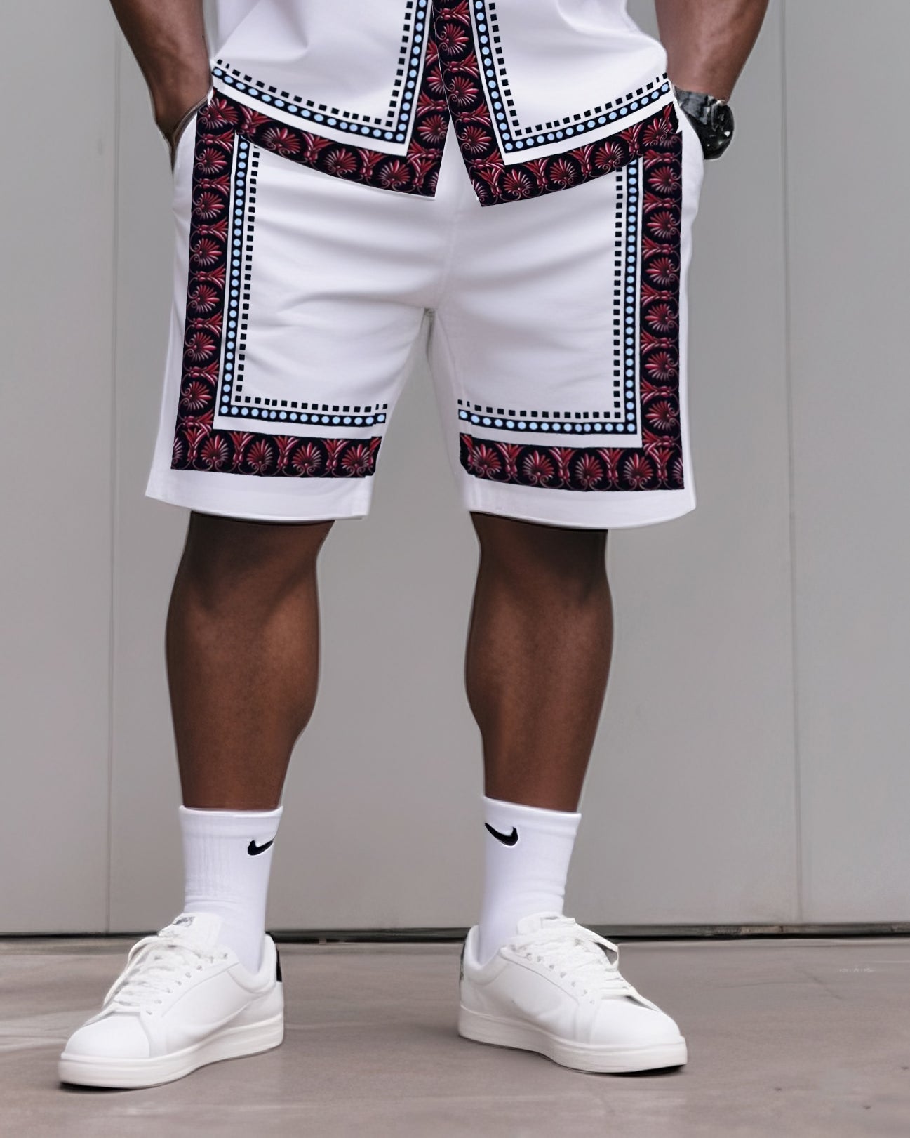 Big & Tall Graphic T-Shirt Shorts Set for big men view 3