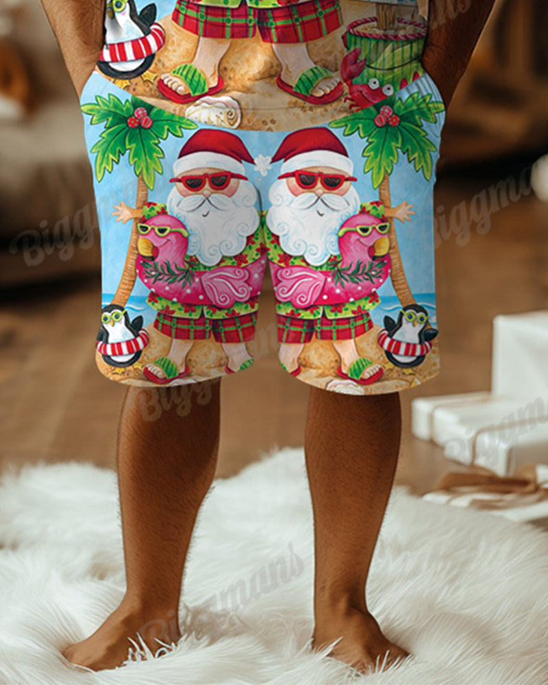 Big & Tall Hawaiian Graphic T-Shirt Shorts Set for big men view 3