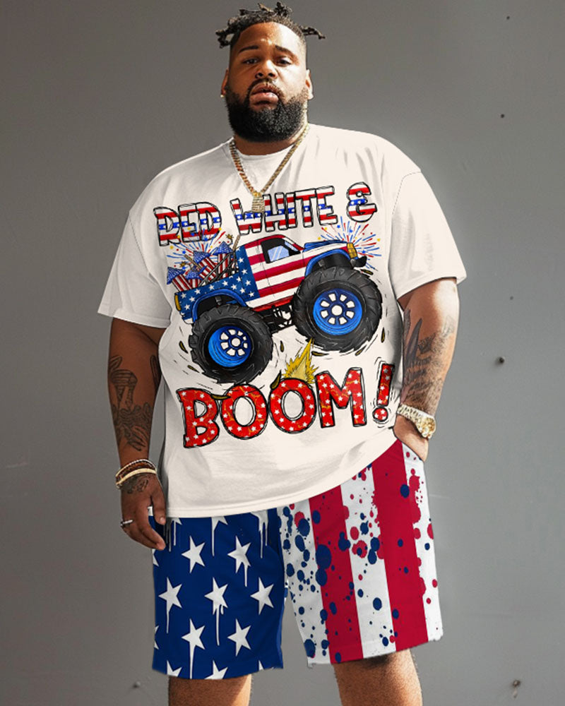 Big & Tall Graphic T-Shirt Shorts Set for big men view 1