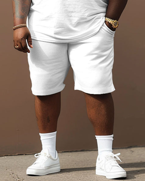 Big & Tall Blue Western T-Shirt Shorts Set for big men view 3