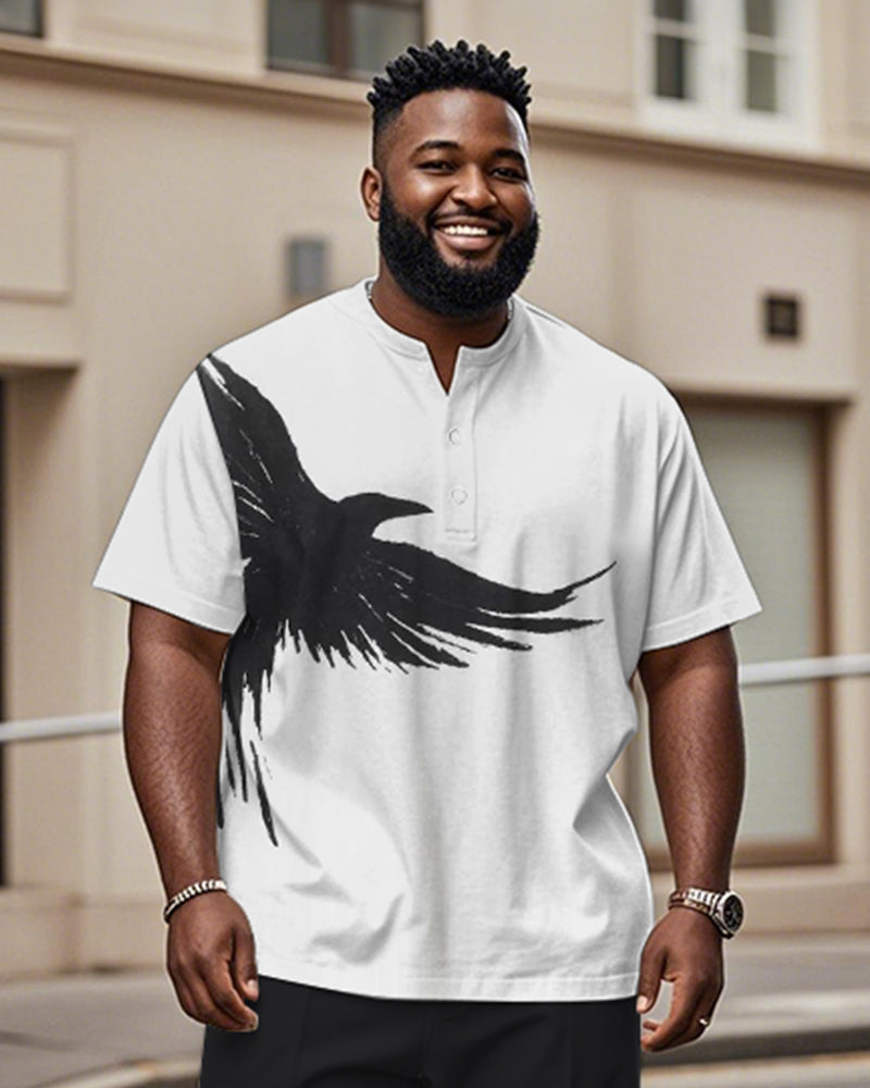 Big & Tall Black White Graphic T-Shirt for big men view 1