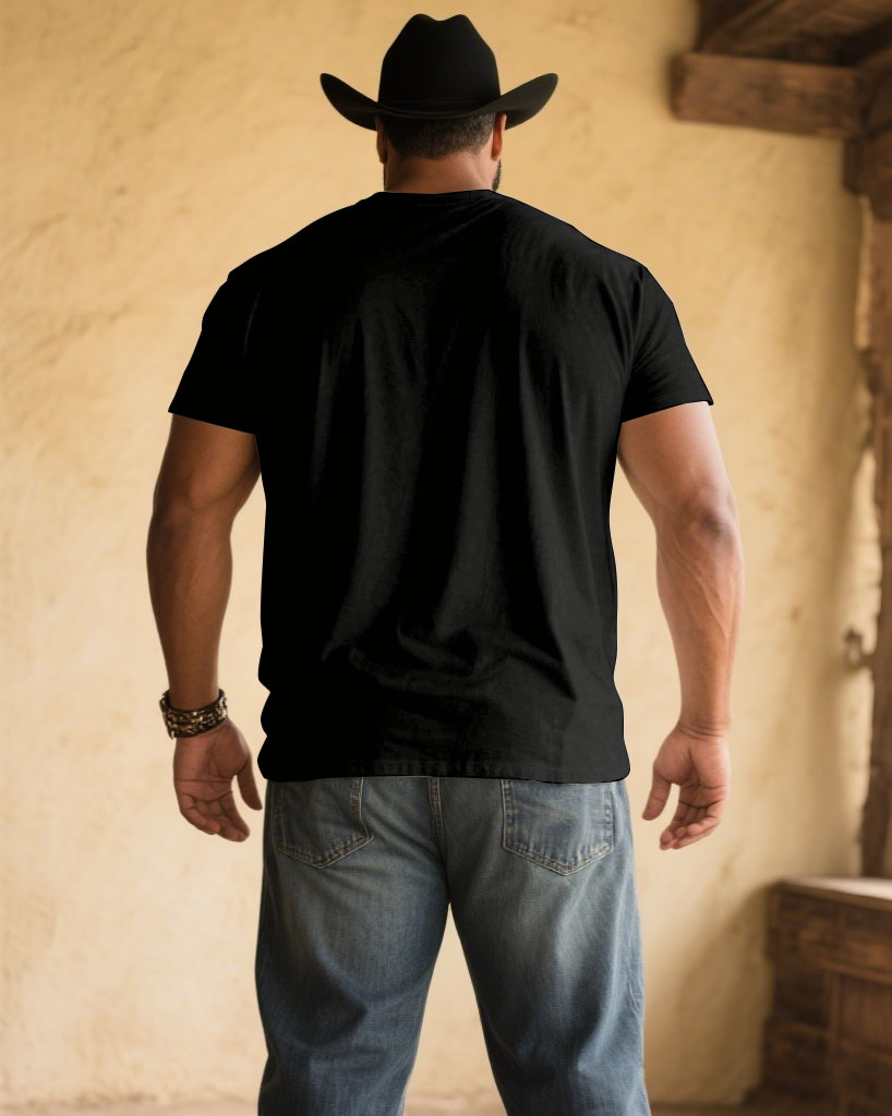 Big & Tall Black Western Denim T-Shirt for big men view 2