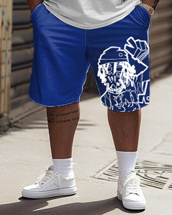 Big & Tall Graphic Graffiti T-Shirt Shorts Set for big men view 3