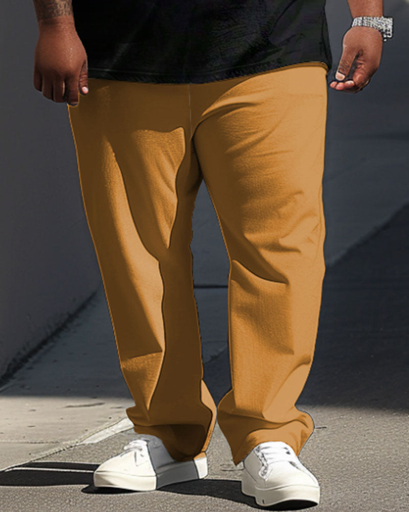 Big & Tall Yellow Streetwear T-Shirt Pants Set for big men view 3