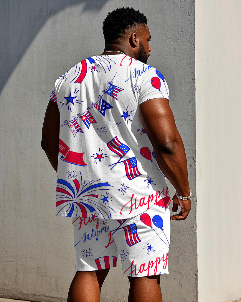 Big & Tall Streetwear T-Shirt Shorts Set for big men view 4
