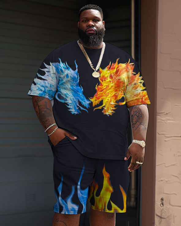Big & Tall Graphic Streetwear Two-piece Set for big men view 1