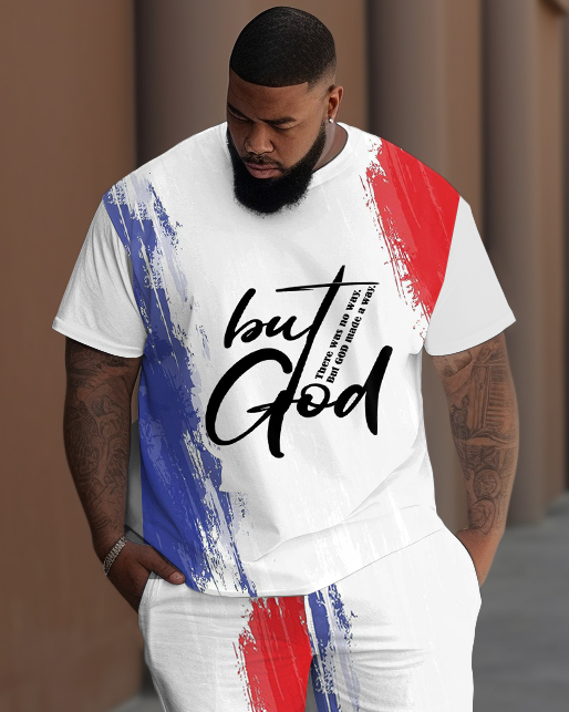 Big & Tall Graphic Graffiti T-Shirt Pants Set for big men view 2