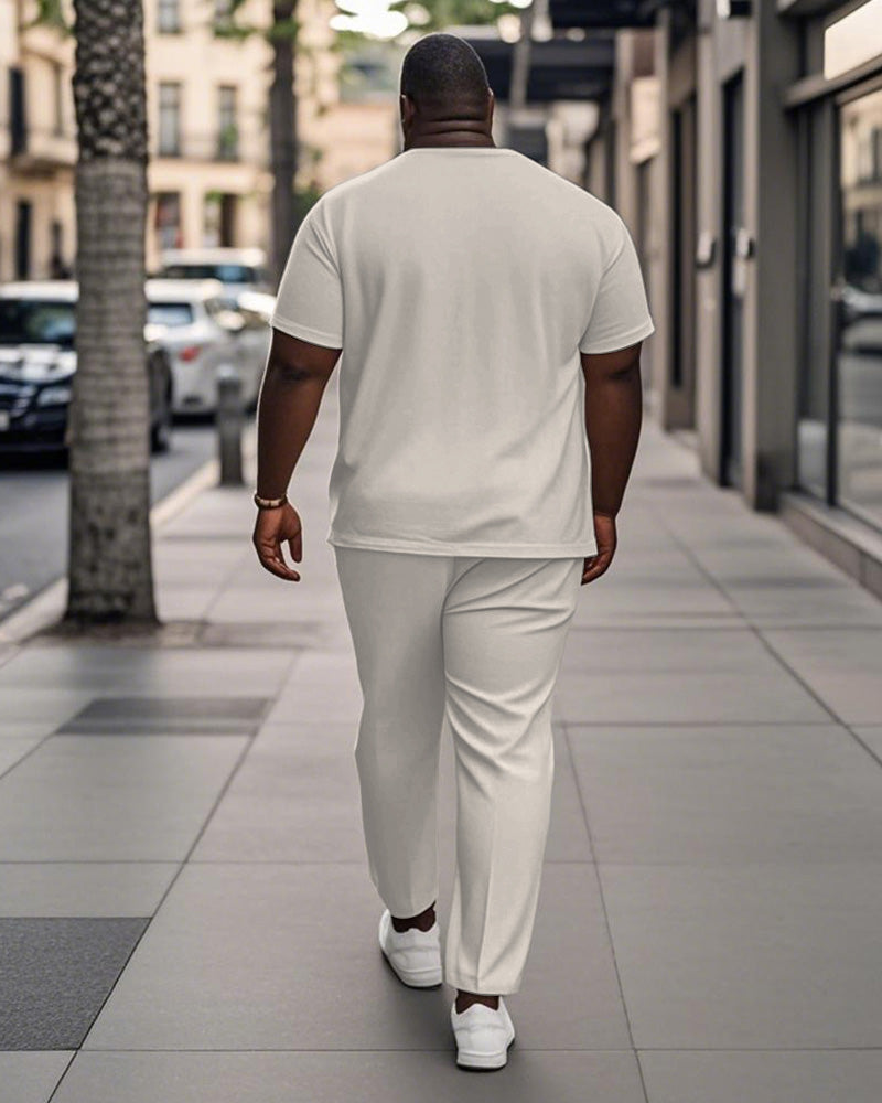 Big & Tall Black Colorblock T-Shirt Pants Set for big men view 4