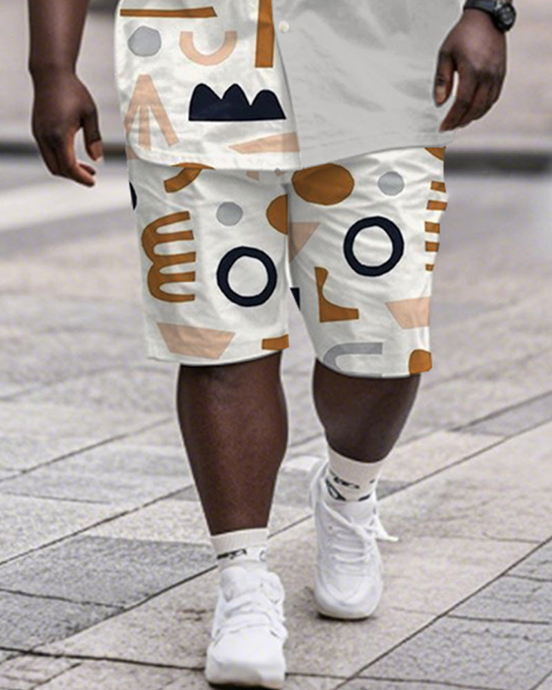 Big & Tall Gray Colorblock T-Shirt Shorts Set for big men view 3