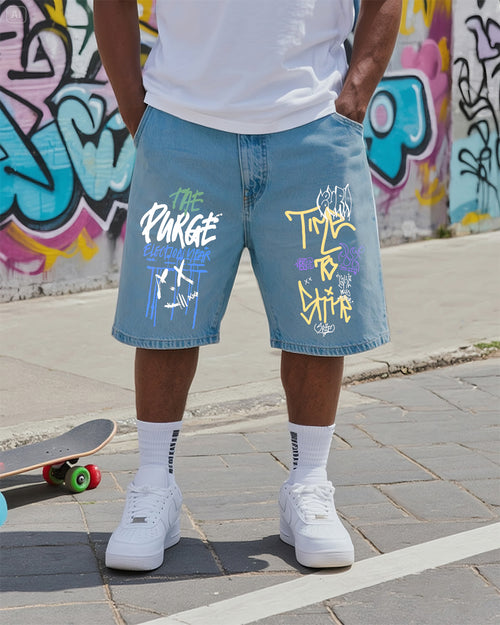 Big & Tall Denim Graffiti Streetwear Jeans for big men