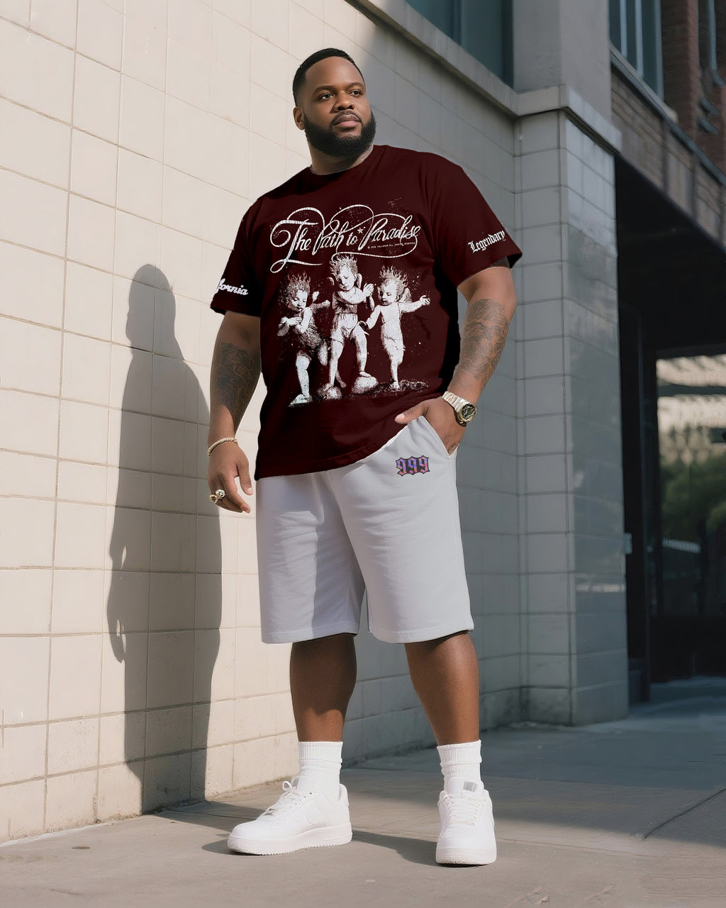 Big & Tall Streetwear T-Shirt Shorts Set for big men view 1