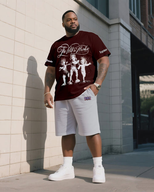 Big & Tall Streetwear T-Shirt Shorts Set for big men view 1