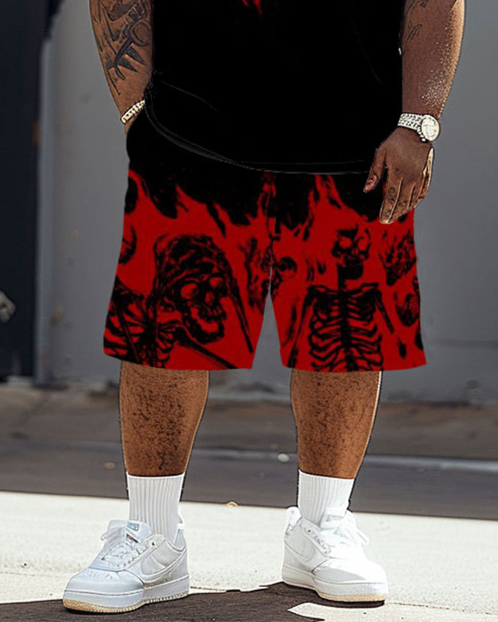 Big & Tall Graphic Streetwear T-Shirt Shorts Set for big men view 3