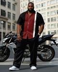 Big & Tall Black White Colorblock T-Shirt Pants Set for big men view 1