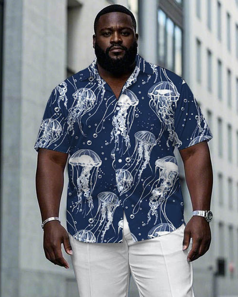 Big & Tall Hawaiian T-Shirt Pants Set for big men view 2