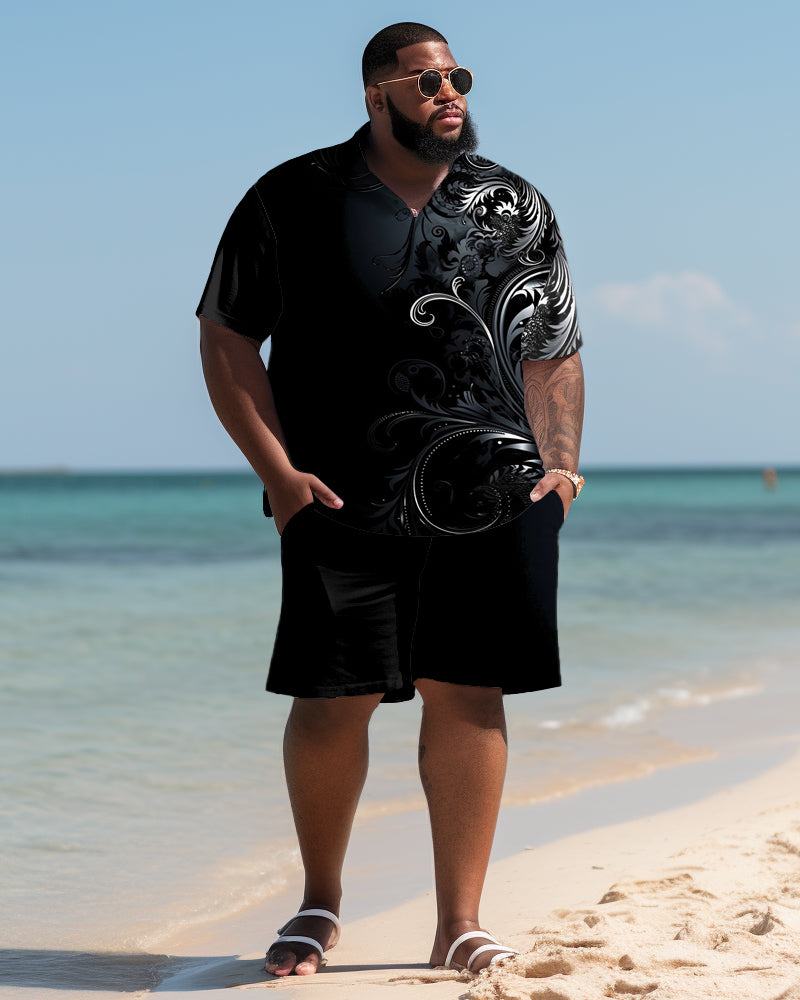 Big & Tall Gradient Polo Shorts Set for big men view 1