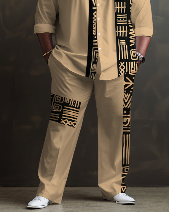 Big & Tall Graphic Patchwork Two-piece Set for big men view 3