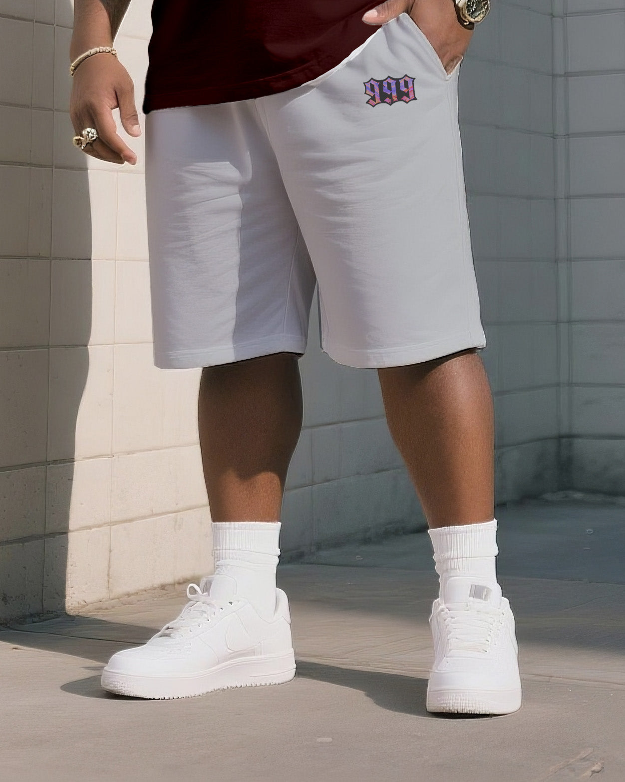 Big & Tall Streetwear T-Shirt Shorts Set for big men view 4