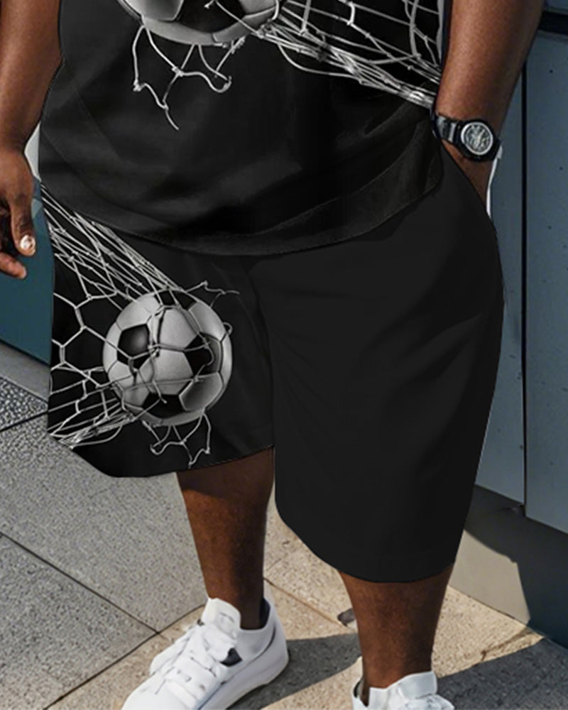 Big & Tall Black Athletic Streetwear Two-piece Set for big men view 3