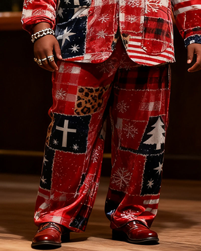 Big & Tall Graphic Patchwork Two-piece Set for big men view 3