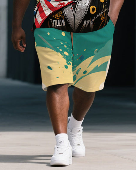 Big & Tall Streetwear Polo Shorts Set for big men view 3