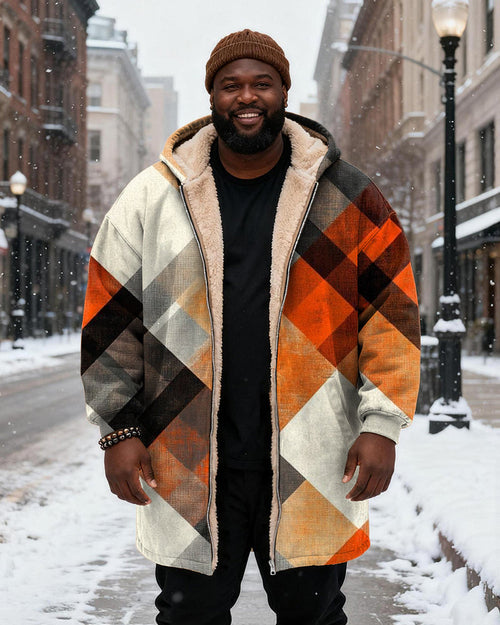 Big & Tall Orange Plaid Hoodie for big men view 2