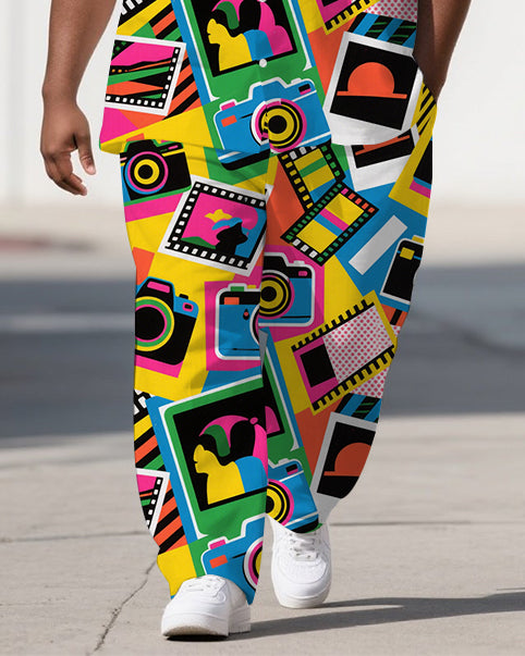 Big & Tall Graffiti Streetwear T-Shirt Pants Set for big men view 3