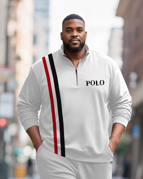 Big & Tall Black Red Striped Two-piece Set for big men view 2