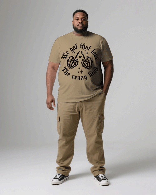Big & Tall Khaki T-Shirt Pants Set for big men view 2