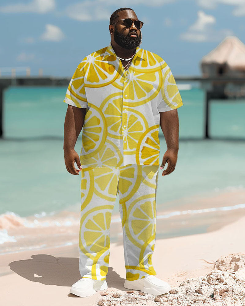 Big & Tall Hawaiian Graphic T-Shirt Pants Set for big men view 1