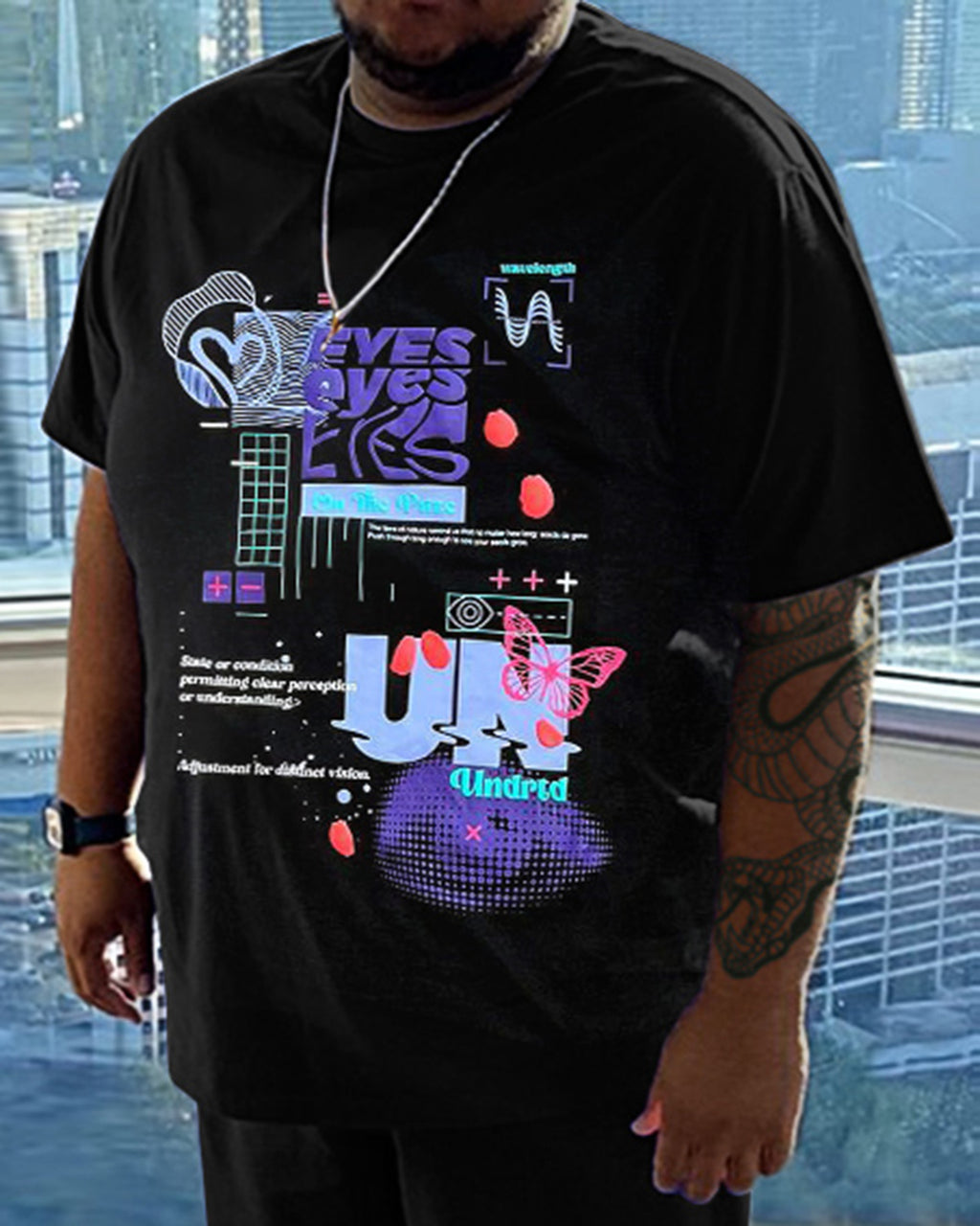 Big & Tall Graphic Streetwear T-Shirt Shorts Set for big men view 2