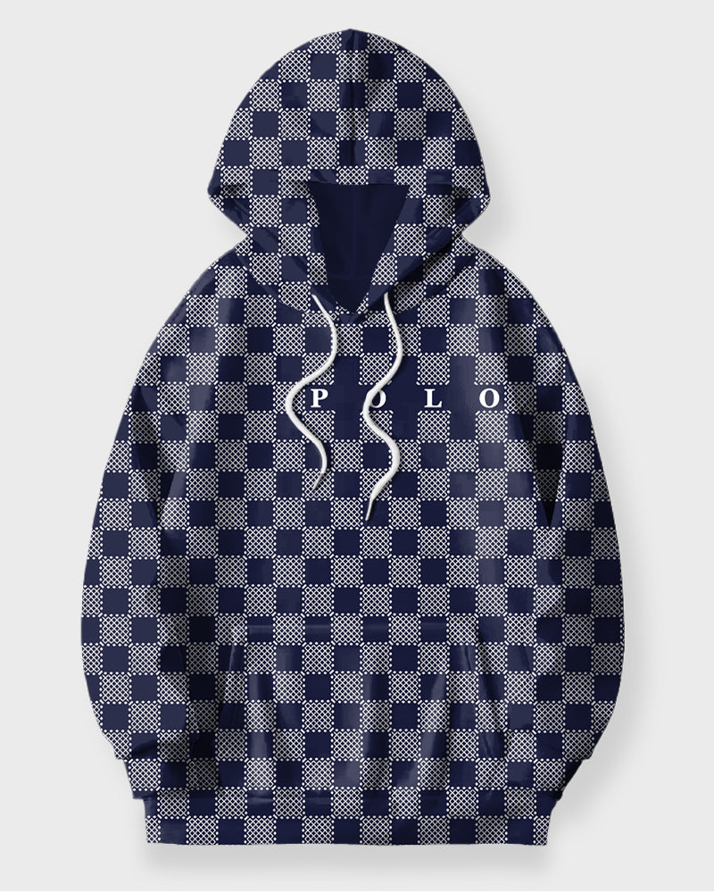 Big & Tall Blue Graphic Hoodie Sweatpants Set for big men view 3