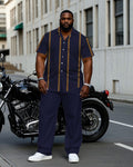 Big & Tall Purple Striped T-Shirt Pants Set for big men view 1