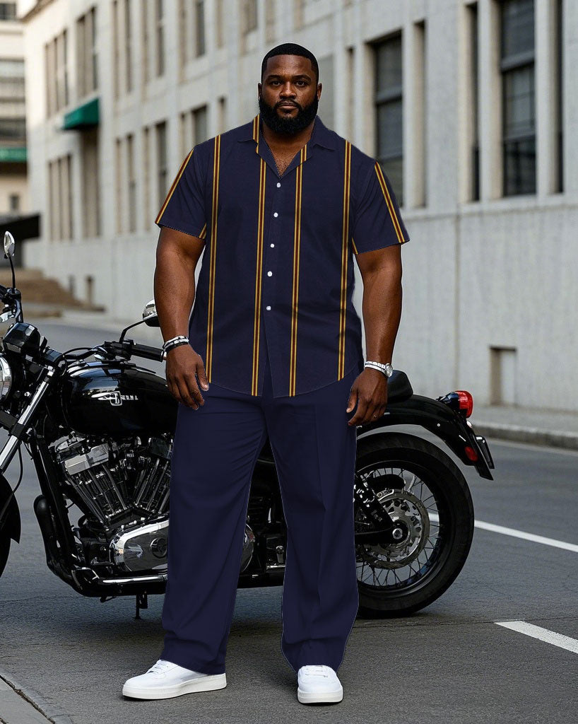 Big & Tall Purple Striped T-Shirt Pants Set for big men view 1