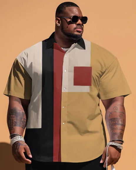 Big & Tall Geometric Patchwork Jeans for big men view 2