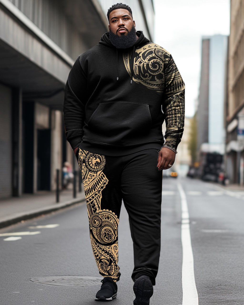 Big & Tall Streetwear Hoodie Sweatpants Set for big men view 1
