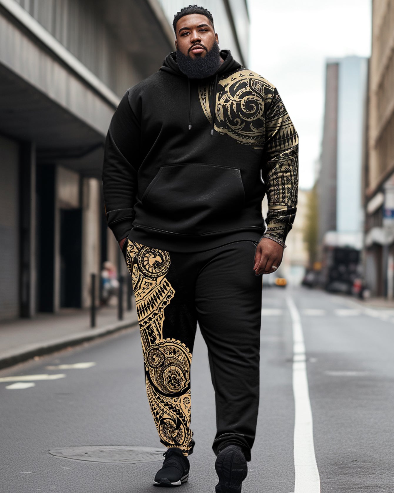 Big & Tall Streetwear Hoodie Sweatpants Set for big men view 1