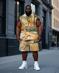 Big & Tall Hawaiian T-Shirt Shorts Set for big men view 1