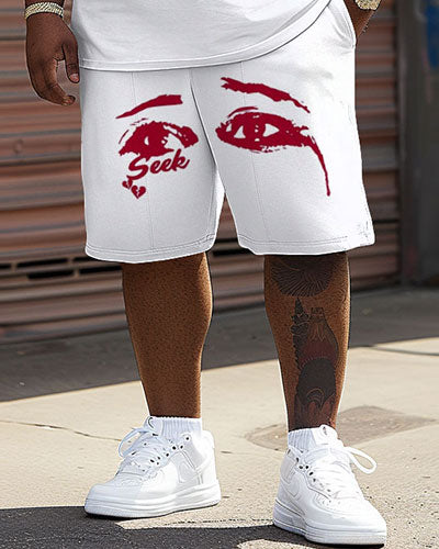 Big & Tall Graphic Streetwear T-Shirt Shorts Set for big men view 4