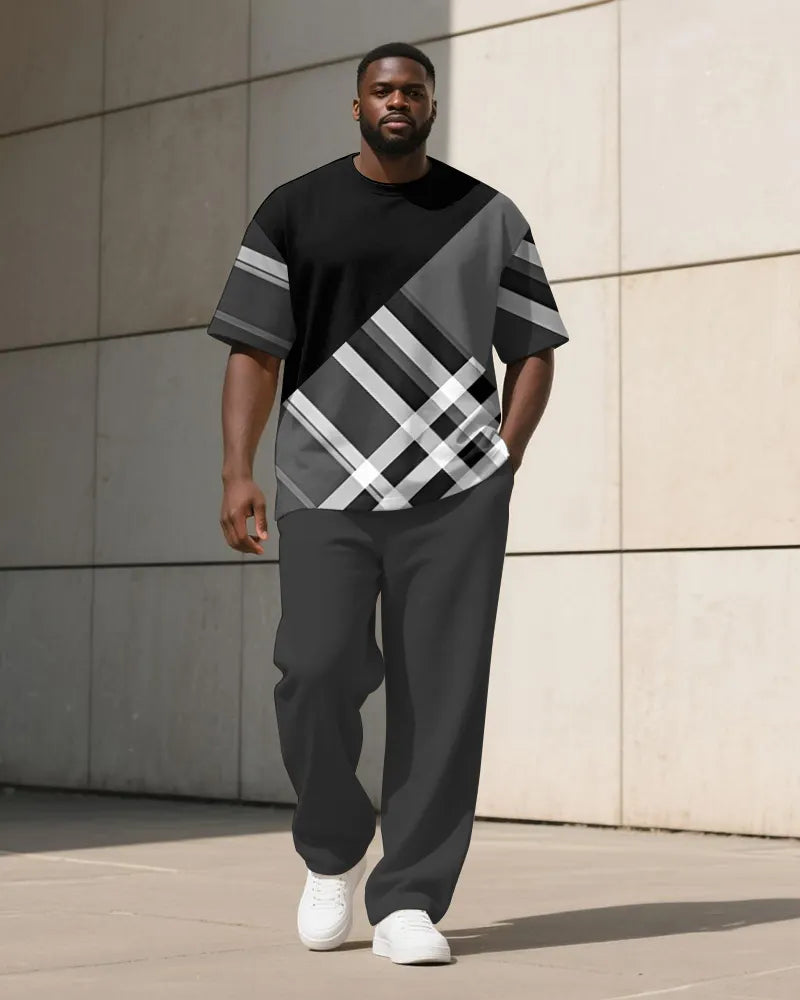 Big & Tall Colorblock T-Shirt Pants Set for big men view 3