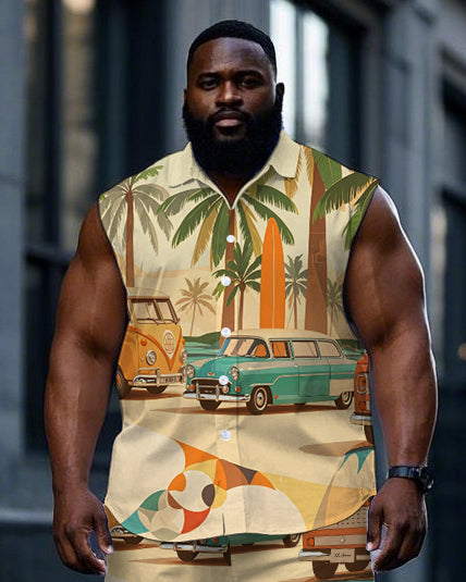 Big & Tall Hawaiian T-Shirt Shorts Set for big men view 2