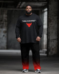 Big & Tall Black Red Gradient T-Shirt Pants Set for big men view 1
