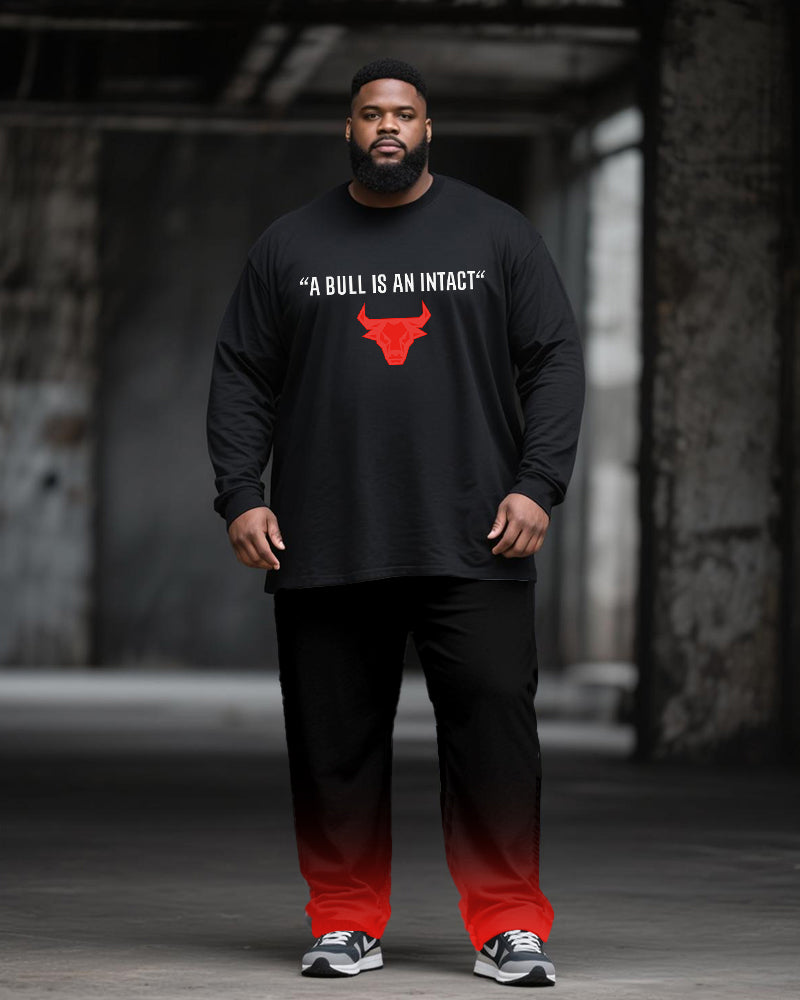 Big & Tall Black Red Gradient T-Shirt Pants Set for big men view 1
