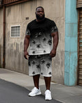 Big & Tall Hawaiian Gradient T-Shirt Shorts Set for big men view 1